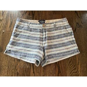 British Khaki Women Shorts Sz. 8 Blue 100% Linen Chino